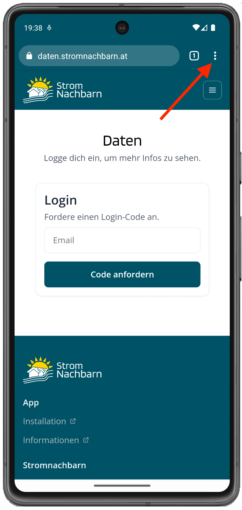 Optionen im Android Browser öffnen