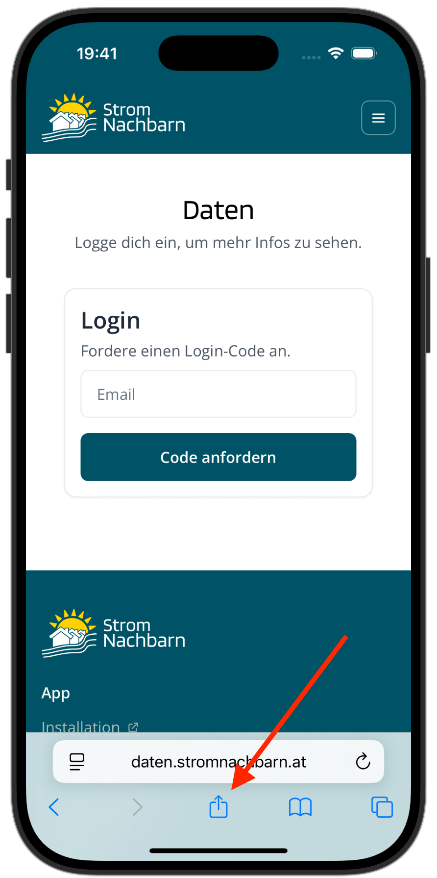 Optionen im iOS Browser öffnen